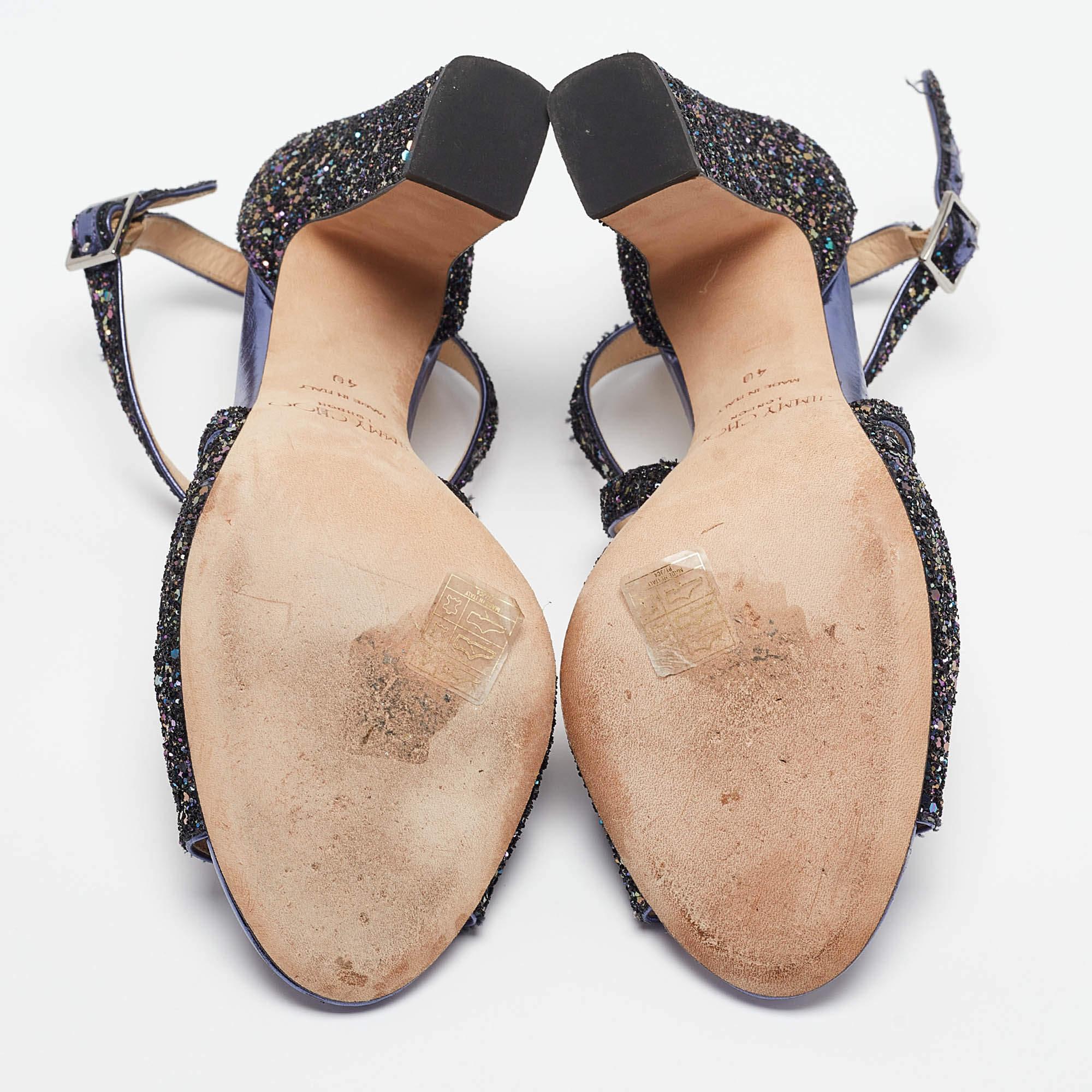 Jimmy Choo Sandali Carrie viola con glitter grossolani misura 40 1