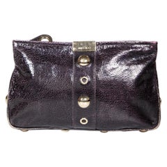 Jimmy Choo Purple Crinkled Leather Clutch
