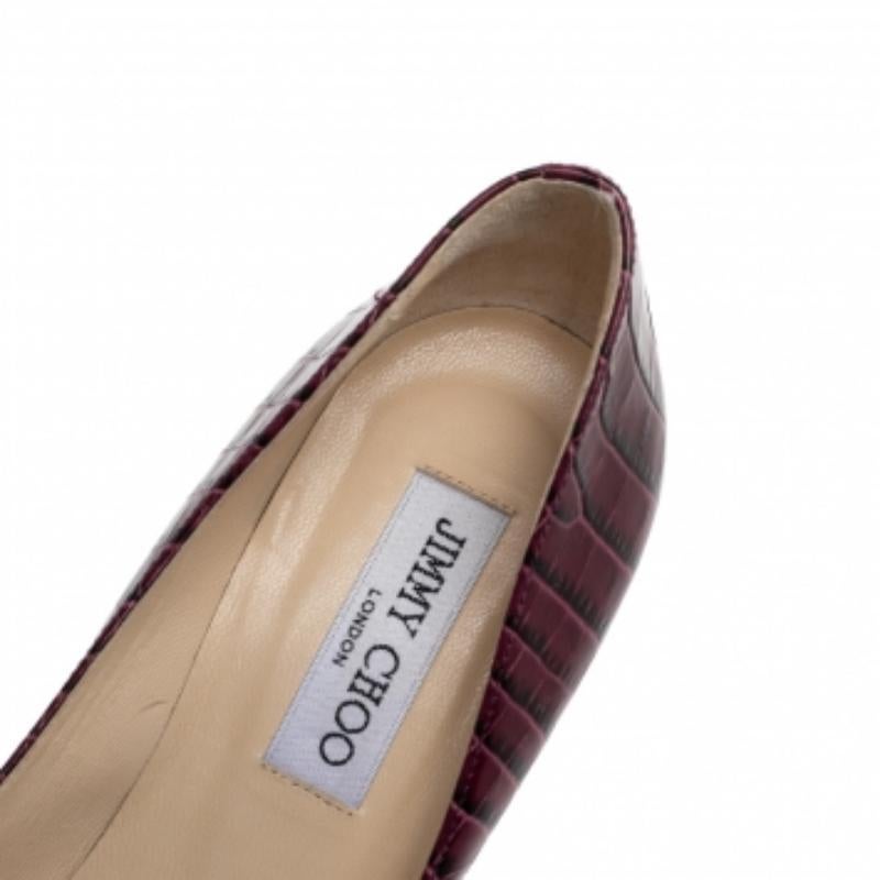 Women's Jimmy Choo Purple Croc Embossed Leather Cosmic Pumps Size 37.5