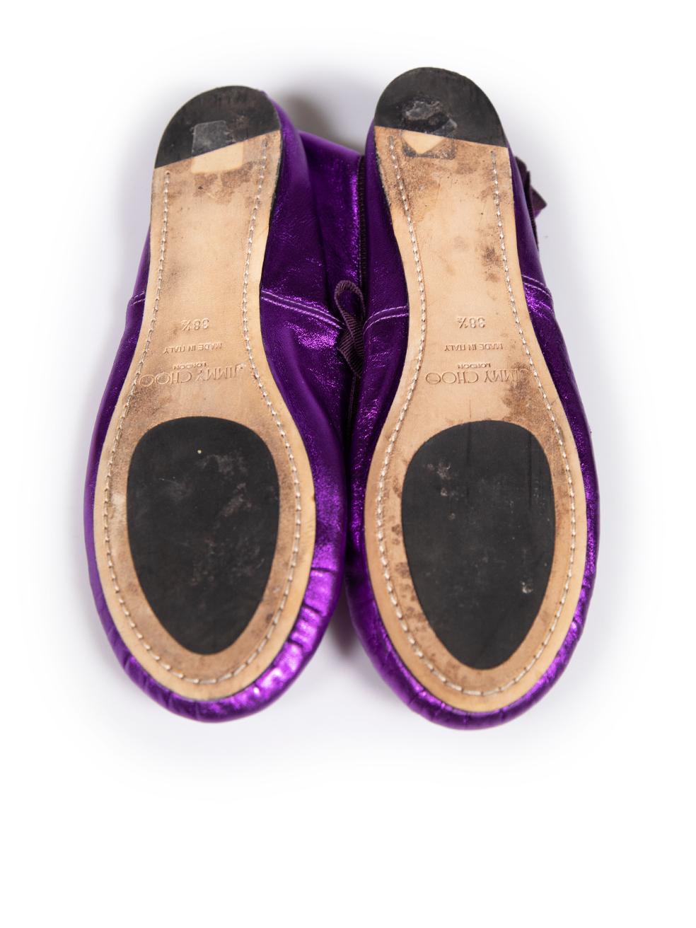 Women's Jimmy Choo Purple Crystal Grace Ballet Flats Size IT 38.5 For Sale