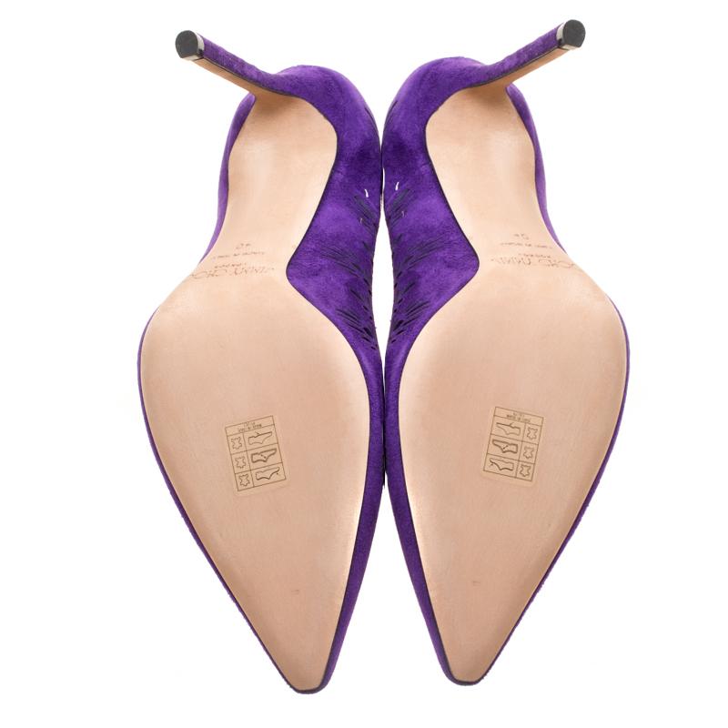 Women's Jimmy Choo Purple Laser Cut Suede Romy Pointed Toe Pumps Size 40
