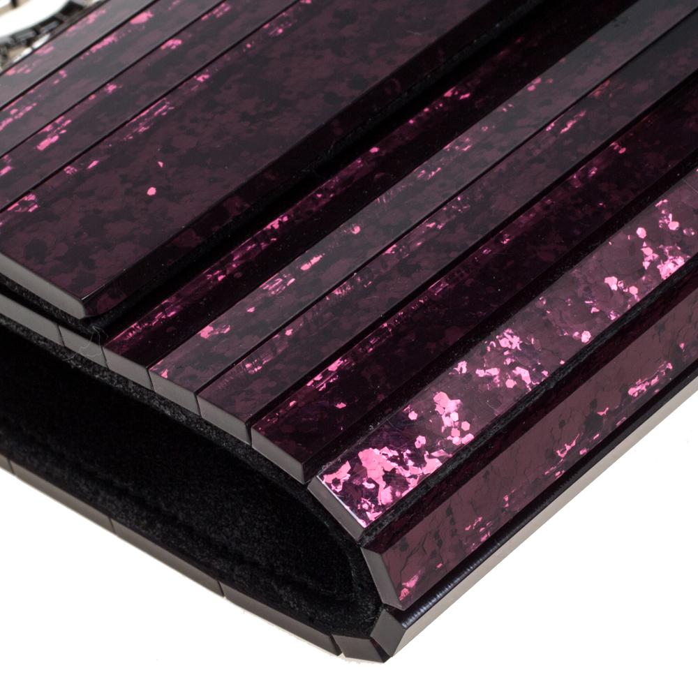 Black Jimmy Choo Purple Ombre Glitter Acrylic Sweetie Chain Clutch