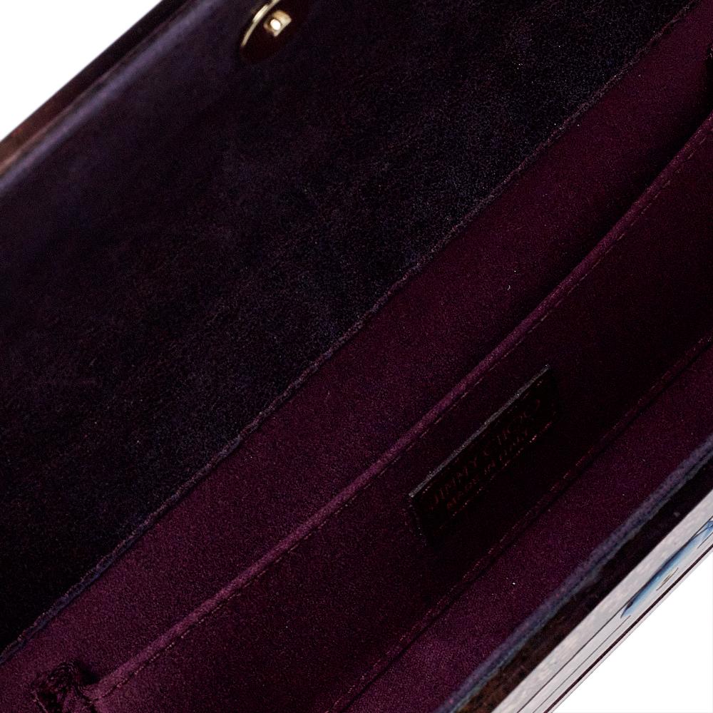Black Jimmy Choo Purple Ombre Glitter Acrylic Sweetie Chain Clutch