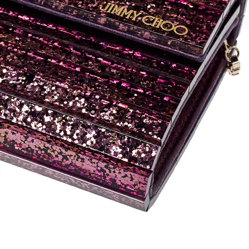 Women's Jimmy Choo Purple Ombre Glitter Acrylic Sweetie Chain Clutch