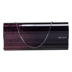 Jimmy Choo Purple Ombre Glitter Acrylic Sweetie Chain Clutch