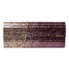 Used Jimmy Choo Purple Ombre Glitter Acrylic Sweetie Chain Clutch