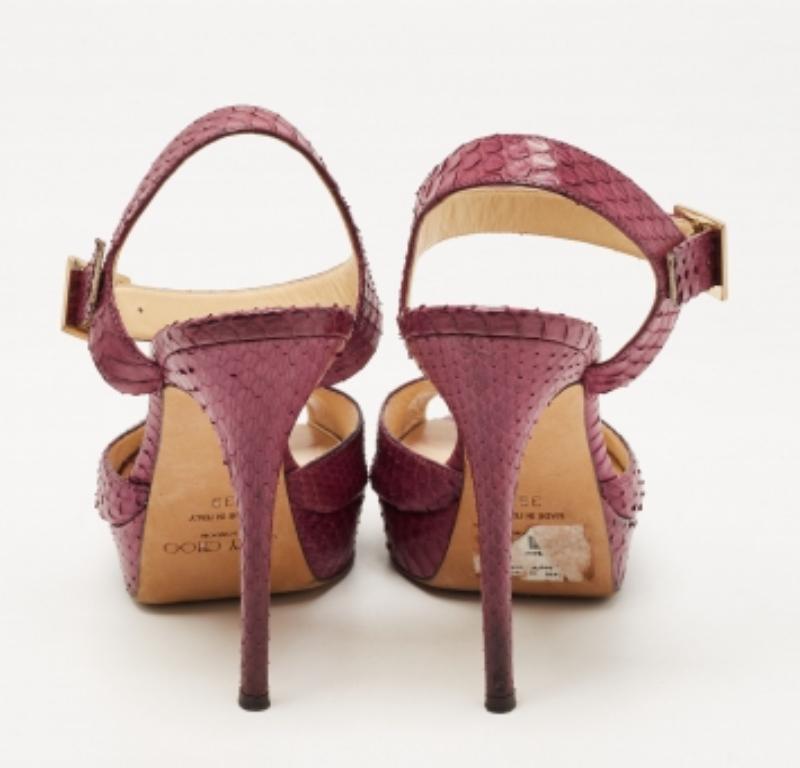 Jimmy Choo Lila Python Linda Riemchensandalen Größe 39 im Zustand „Gut“ im Angebot in Dubai, Al Qouz 2