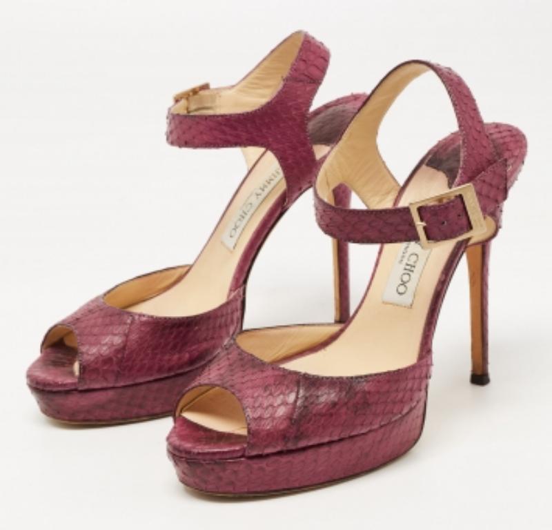 Jimmy Choo Lila Python Linda Riemchensandalen Größe 39 im Angebot 3