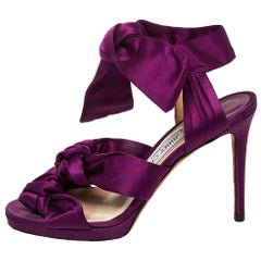 Jimmy Choo Purple Satin Kris Knot Sandals Size 39