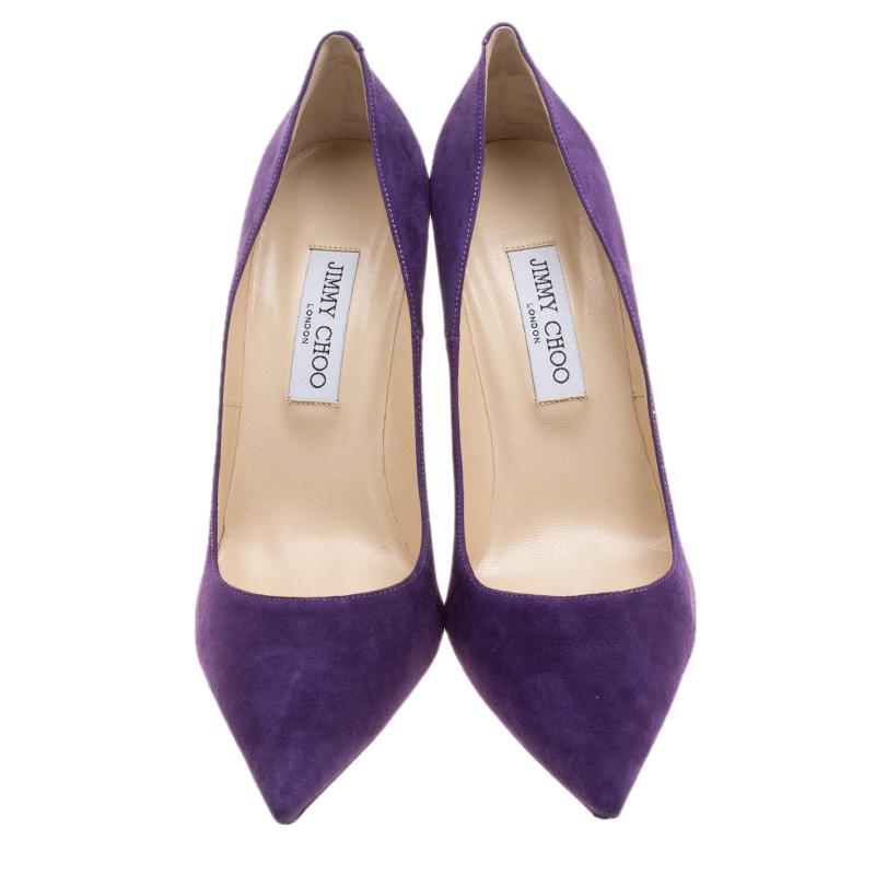 For the urbane fashion diva in you, this pair of purple Abel pumps from Jimmy Choo is here to delight. These leather-lined pumps are made from suede and designed with pointed toes and 11.5 cm heels for the right lift of fashion.

Includes: Original