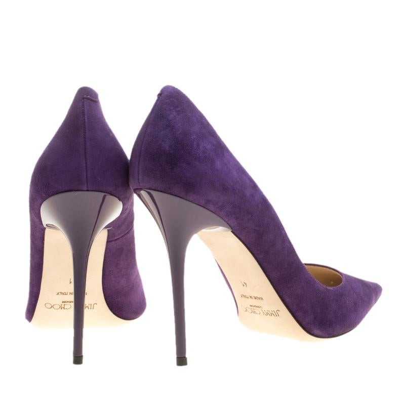 Gray Jimmy Choo Purple Suede Abel Pointed Toe Pumps Size 41