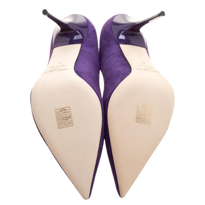 Jimmy Choo Purple Suede Abel Pointed Toe Pumps Size 41 In New Condition In Dubai, Al Qouz 2