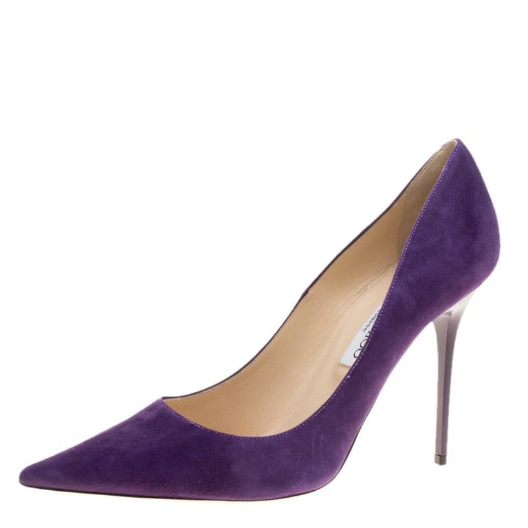 Jimmy Choo Purple Suede Abel Pointed Toe Pumps Size 41 For Sale at 1stDibs