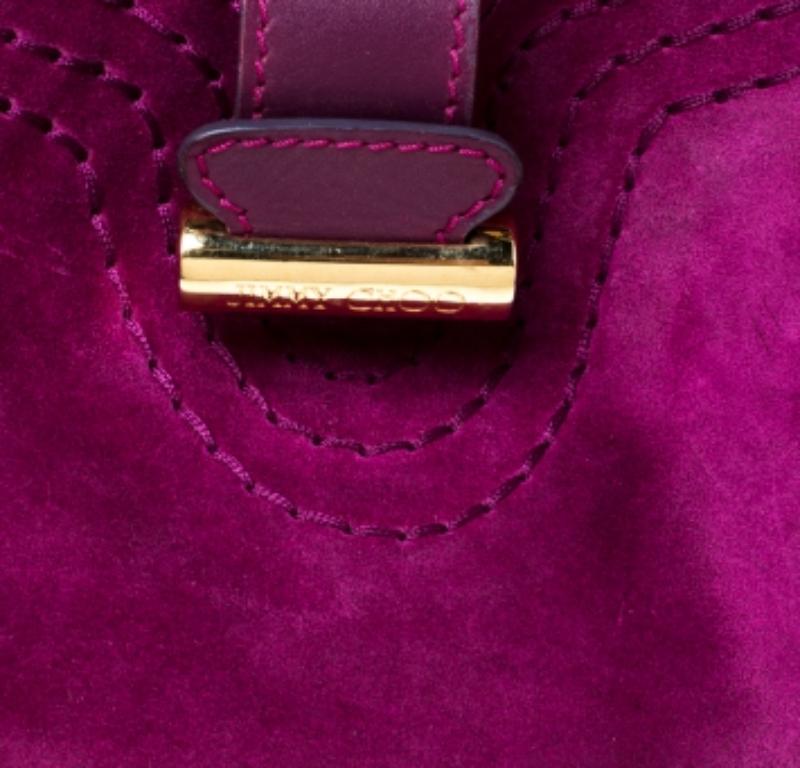 Jimmy Choo Purple Suede and Leather Alex Shoulder Bag in vendita 5