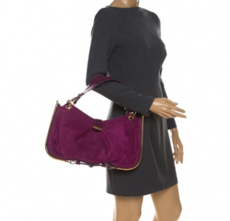 Jimmy Choo Purple Suede and Leather Alex Shoulder Bag in vendita 3