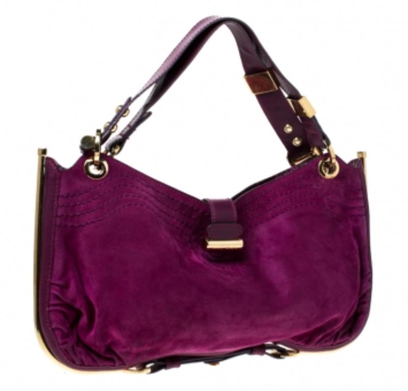 Jimmy Choo Purple Suede and Leather Alex Shoulder Bag in vendita 4