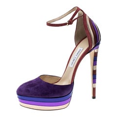 Jimmy Choo Purple Suede and Metallic Leather Ankle Strap Sandals Size 40