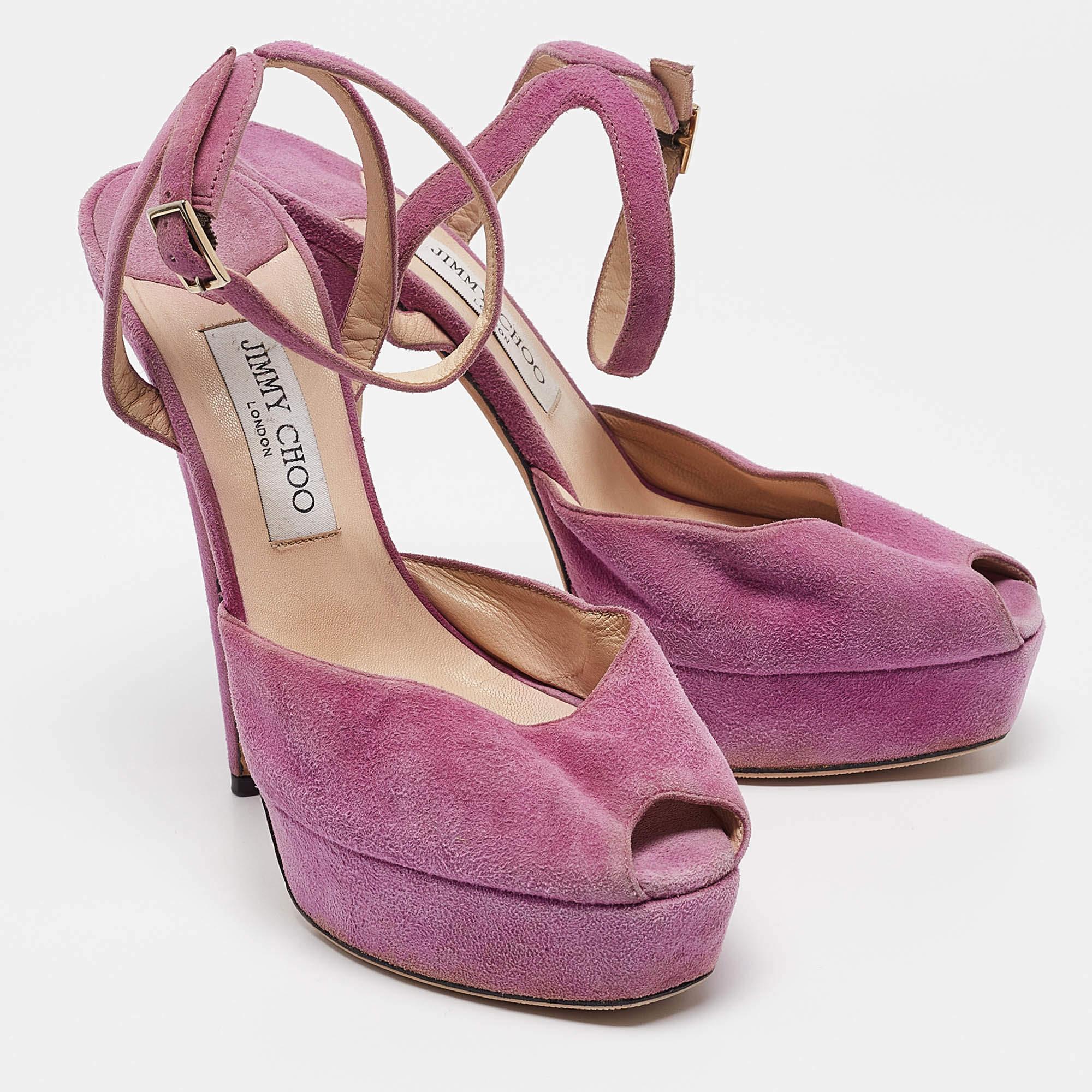 Women's Jimmy Choo Purple Suede Ankle Strap Sandals Size 39.5 For Sale
