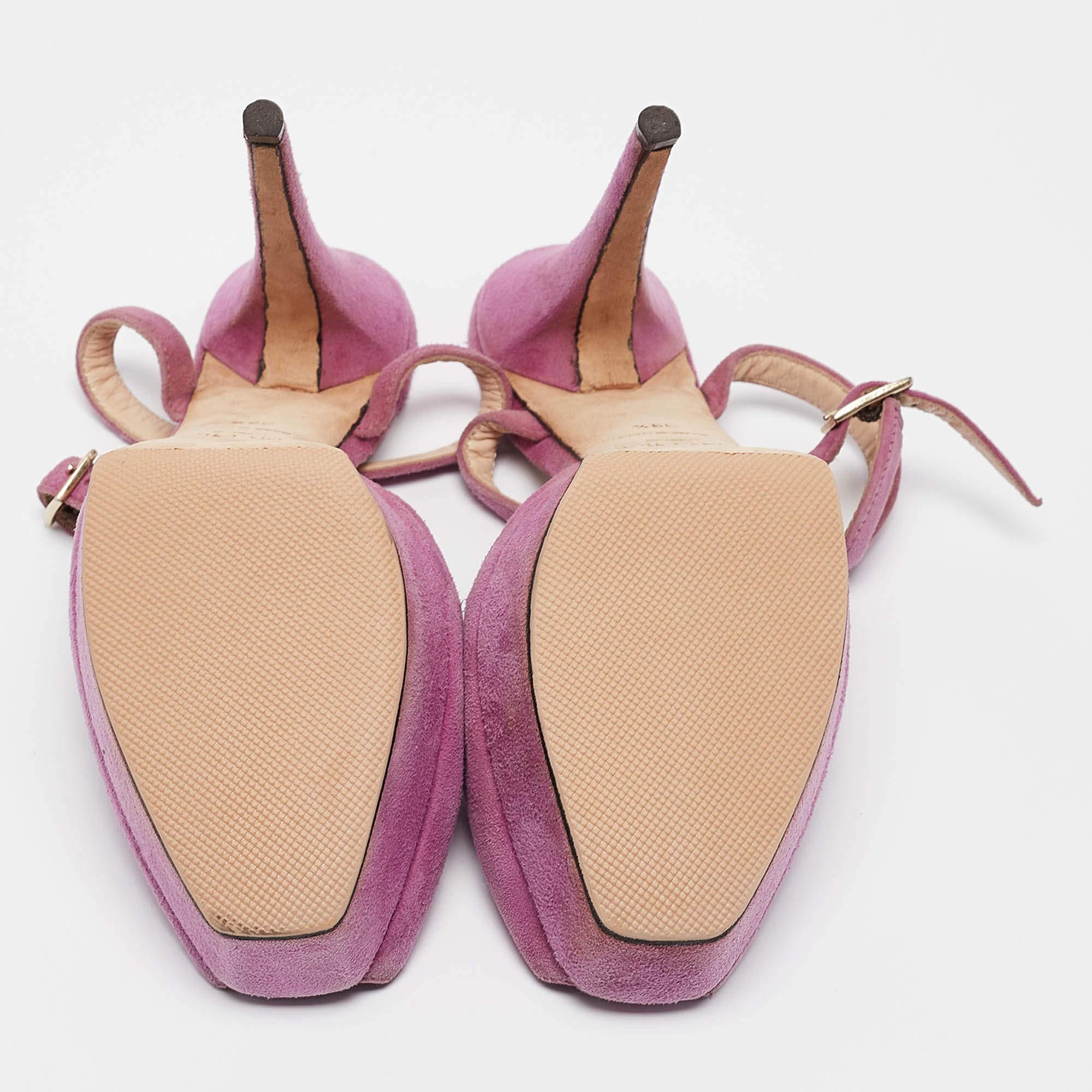 Jimmy Choo Purple Suede Ankle Strap Sandals Size 39.5 For Sale 2