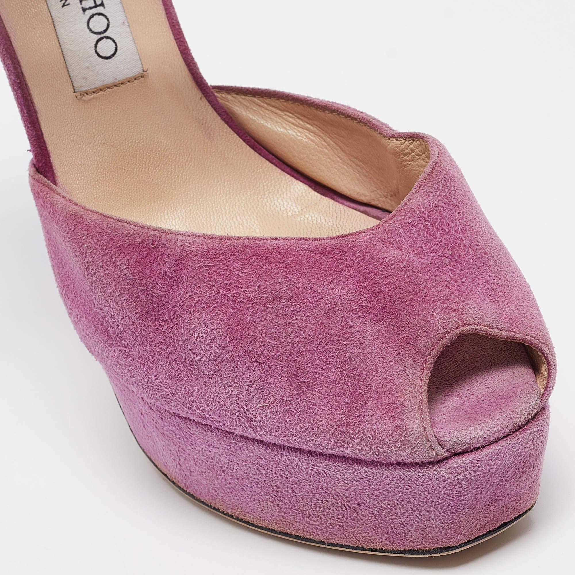 Jimmy Choo Purple Suede Ankle Strap Sandals Size 39.5 For Sale 3