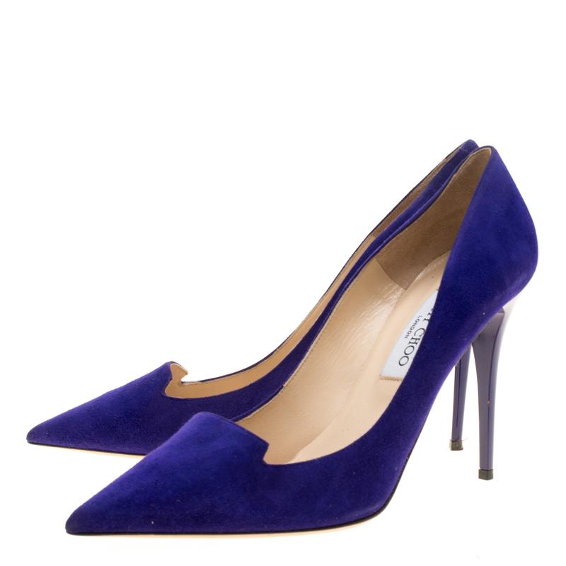 Jimmy Choo Purple Suede Avril Pointed Toe Pumps Size 41 2