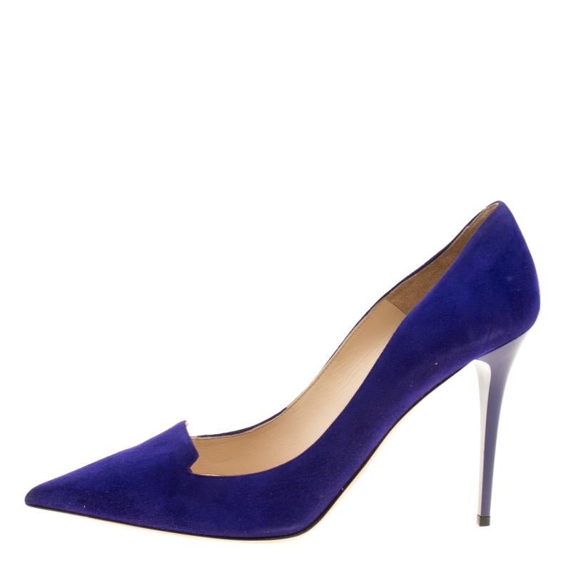 Jimmy Choo Purple Suede Avril Pointed Toe Pumps Size 41 4
