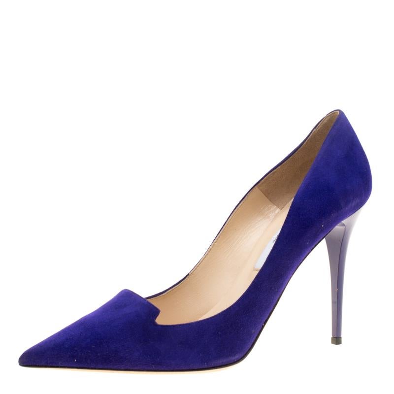 Jimmy Choo Purple Suede Avril Pointed Toe Pumps Size 41