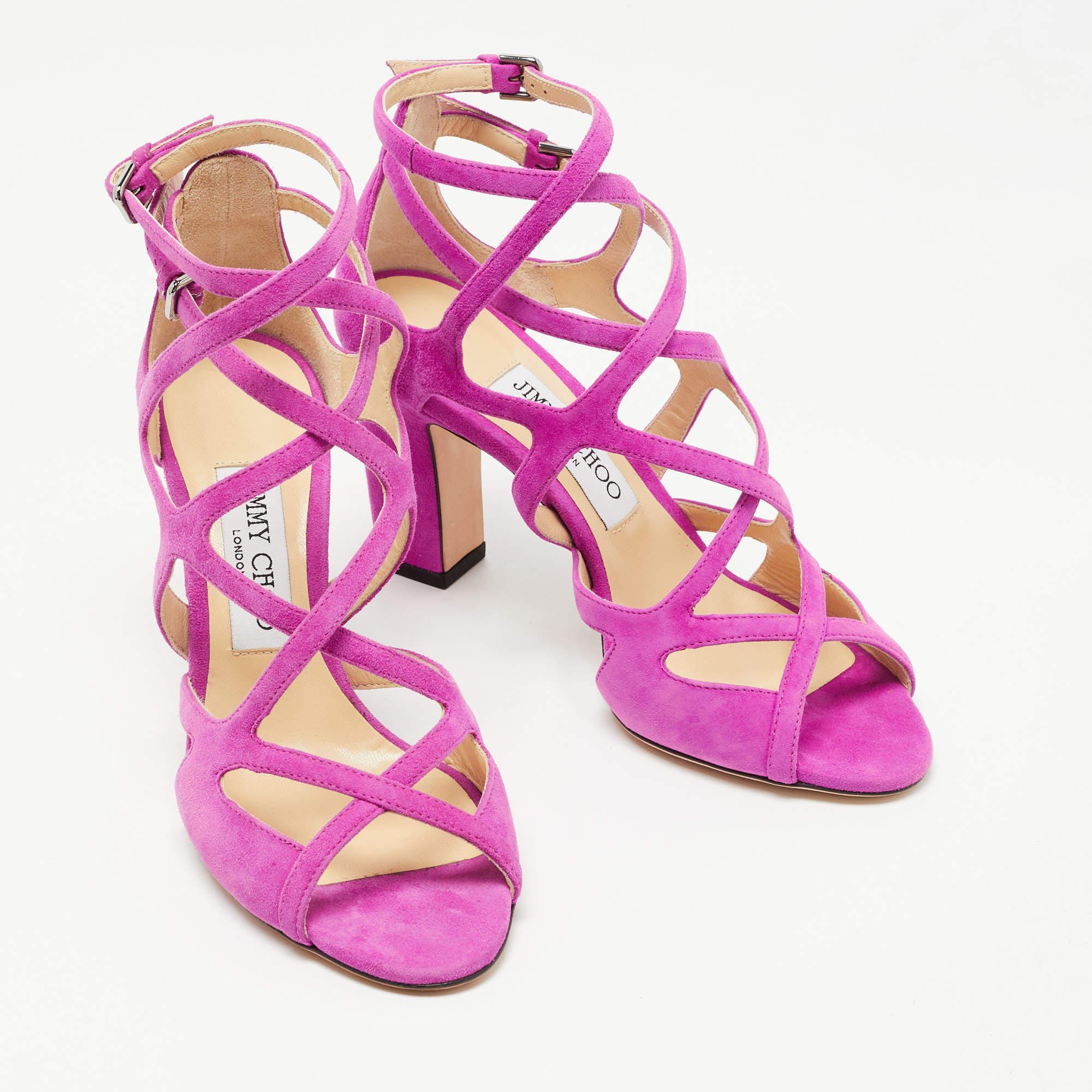 Jimmy Choo Purple Suede Dillan Caged Ankle Strap Sandals Size 36 1