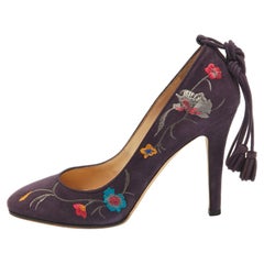 Jimmy Choo Purple Suede Embroidered Chelan Ankle Wrap Pumps Size 38.5 Jimmy Choo Purple Suede Embroidered Chelan Ankle Wrap Pumps Size 38.5