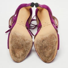 Jimmy Choo Purple Suede Hitch Ankle Tie Sandals Size 36