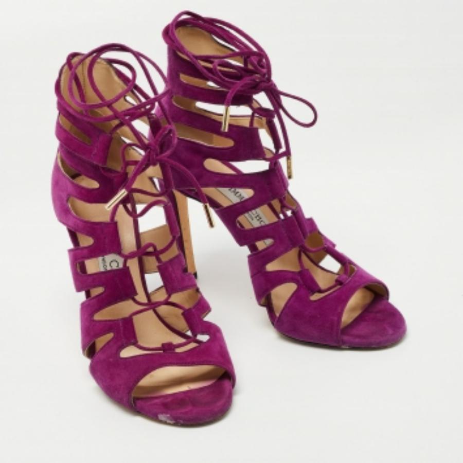 De las mujeres Jimmy Choo Sandalias con lazo al tobillo en ante morado Tamaño 36 en venta