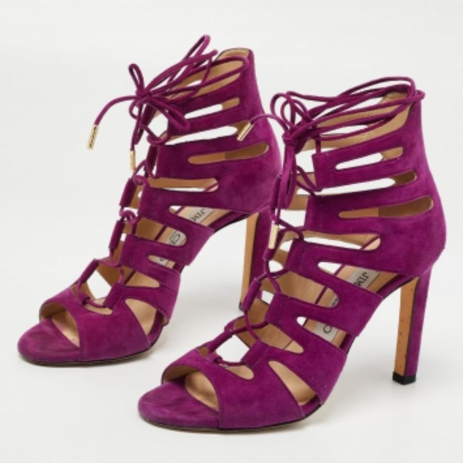 Jimmy Choo Sandalias con lazo al tobillo en ante morado Tamaño 36 en venta 2