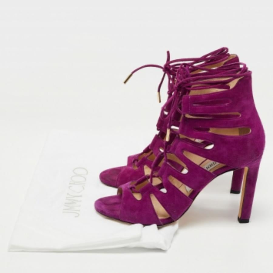 Jimmy Choo Sandalias con lazo al tobillo en ante morado Tamaño 36 en venta 3