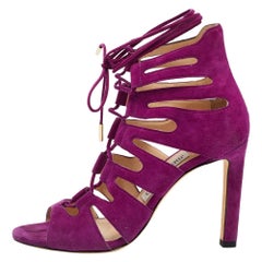 Jimmy Choo Purple Suede Hitch Ankle Tie Sandals Size 36