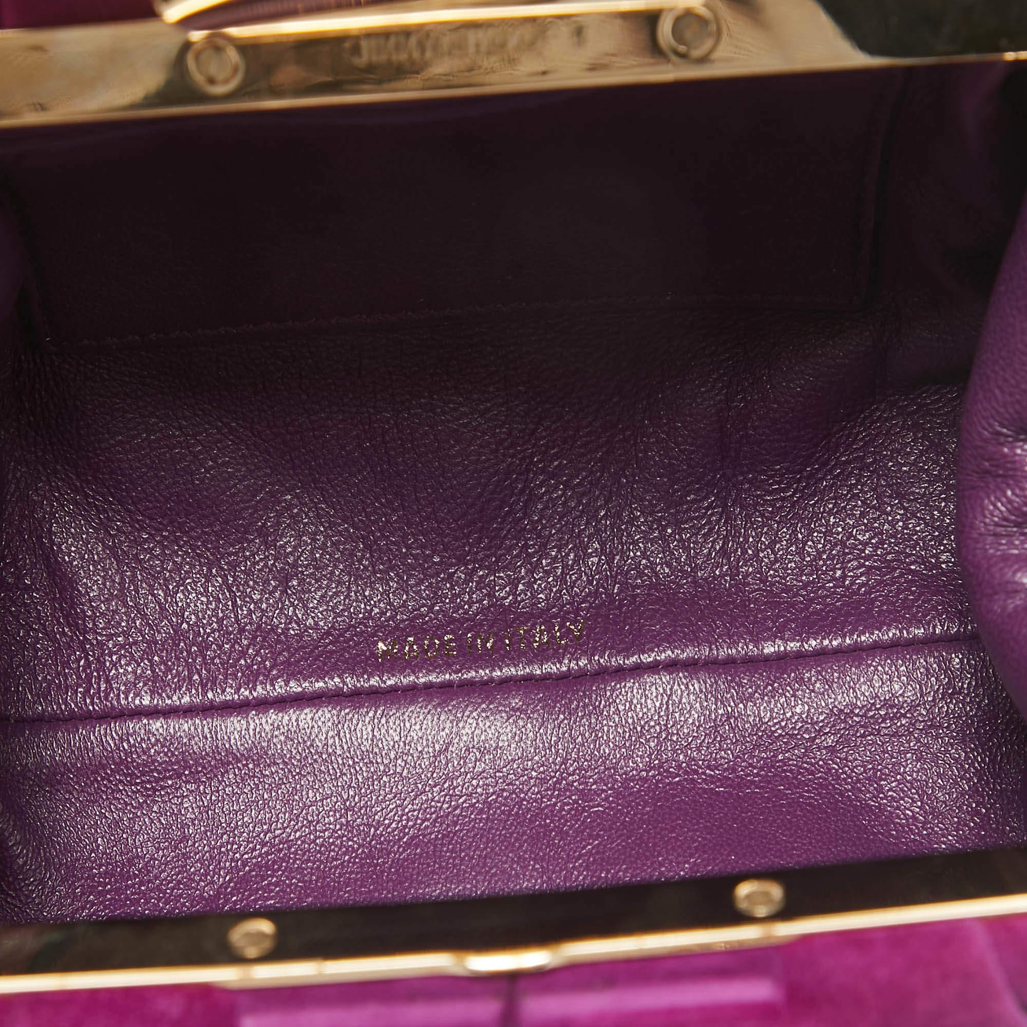 Jimmy Choo pochette en daim violet avec chaîne en métal en vente 3