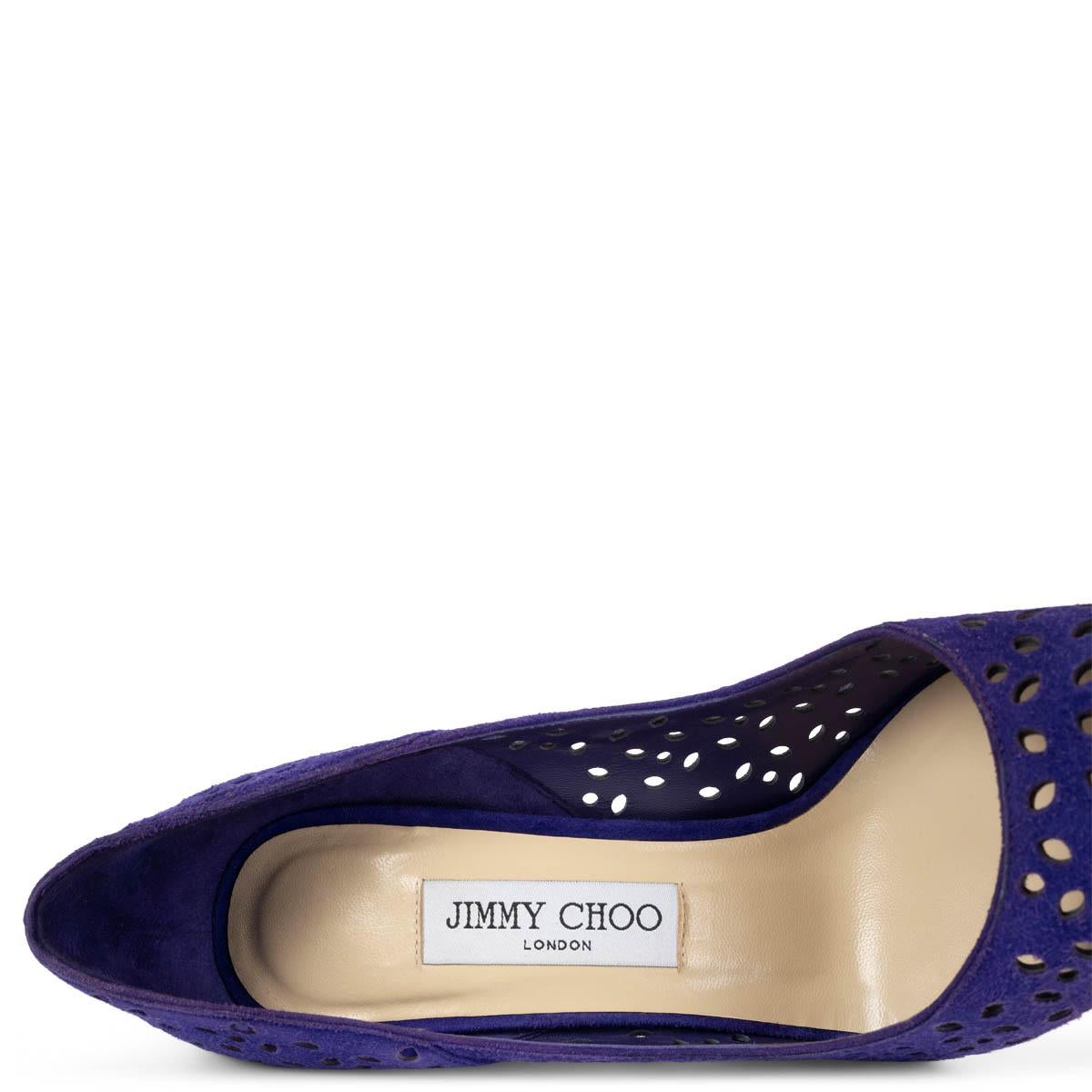 JIMMY CHOO purple suede PERFORATED ANOUK Pumps Shoes 37.5 For Sale 2