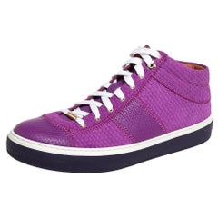 Jimmy Choo Purple Textured Suede And Leather Belgravia High Top Sneakers Size 40