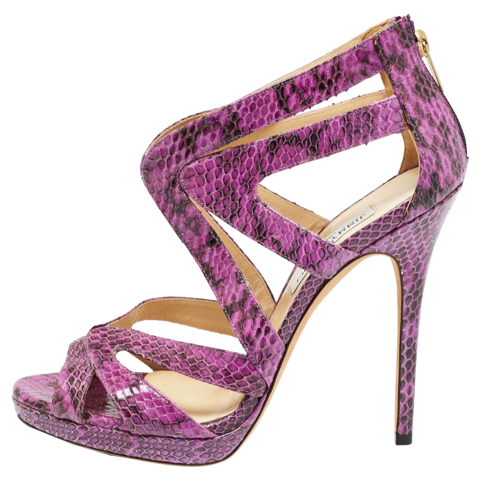 Jimmy Choo Purple Watersnake  Platform Sandals Size 41