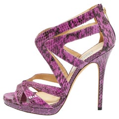 Jimmy Choo Purple Watersnake  Platform Sandals Size 41