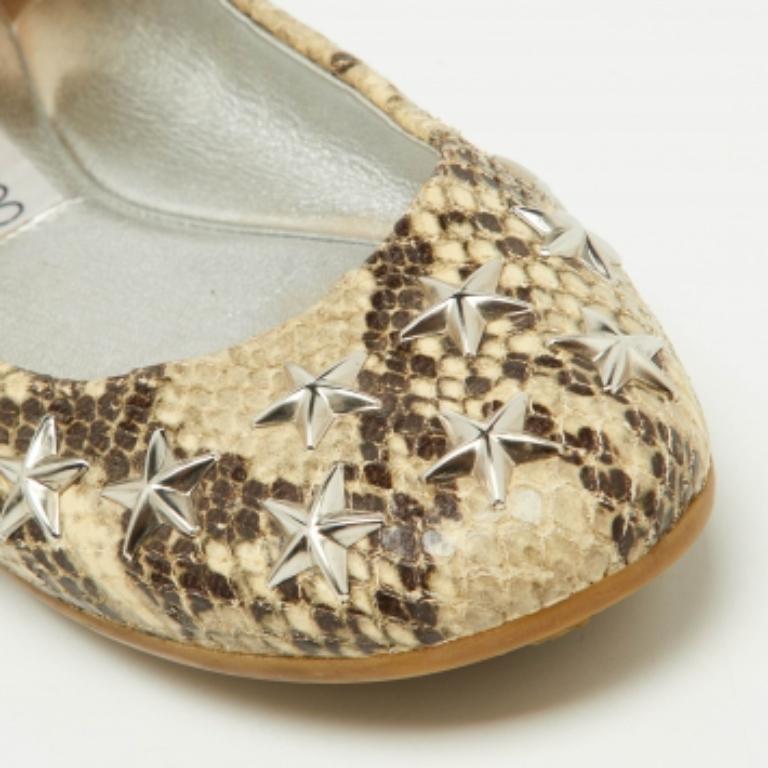 Jimmy Choo - Ballerines en cuir embossé python et étoiles Windsor - Taille 36 Pour femmes en vente