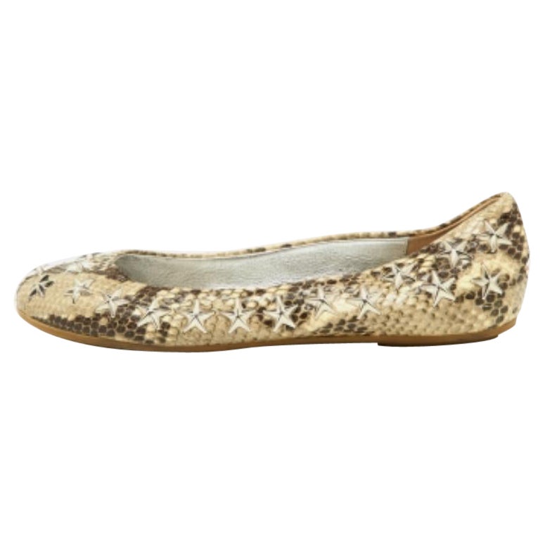 Jimmy Choo - Ballerines en cuir embossé python et étoiles Windsor - Taille 36 en vente
