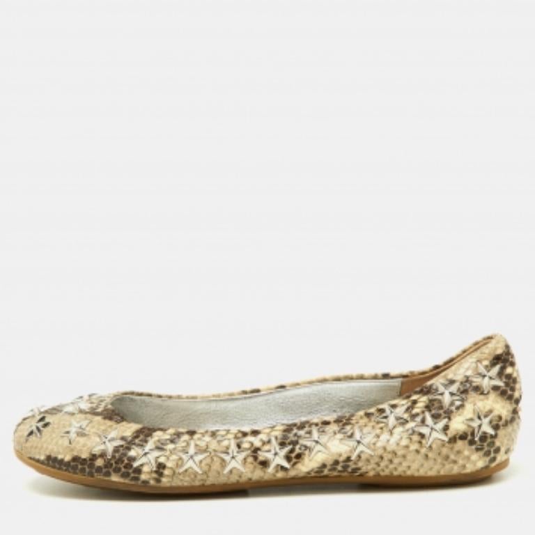 Jimmy Choo - Ballerines en cuir embossé python et étoiles Windsor - Taille 36