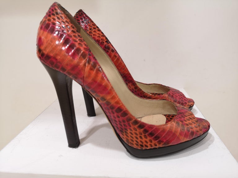 Jimmy Choo Python multicoloured Sandals Decollete For Sale at 1stDibs