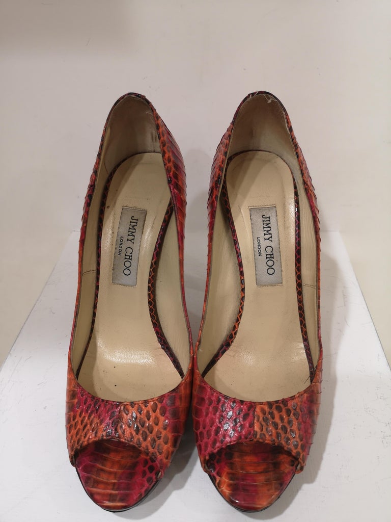 Jimmy Choo Python multicoloured Sandals Decollete For Sale at 1stDibs