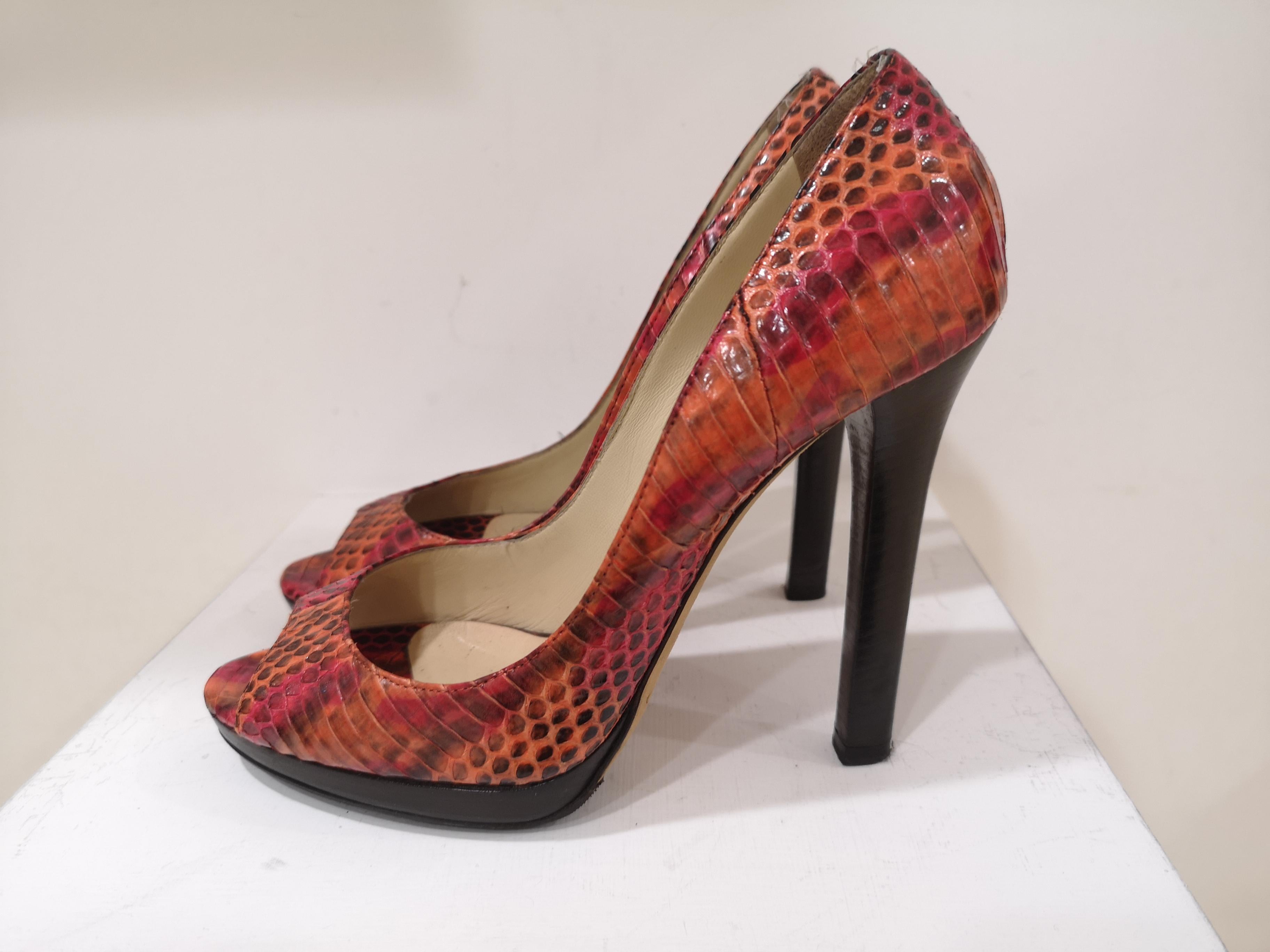 Jimmy Choo Python multicoloured Sandals Decollete For Sale 4