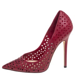 Jimmy Choo Raspberry Pink Perforated Leather Anouk Pointed Toe Pumps Size 37