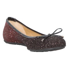 Jimmy Choo Red & Black Ombré Glitter Ballet Flats Size IT 36