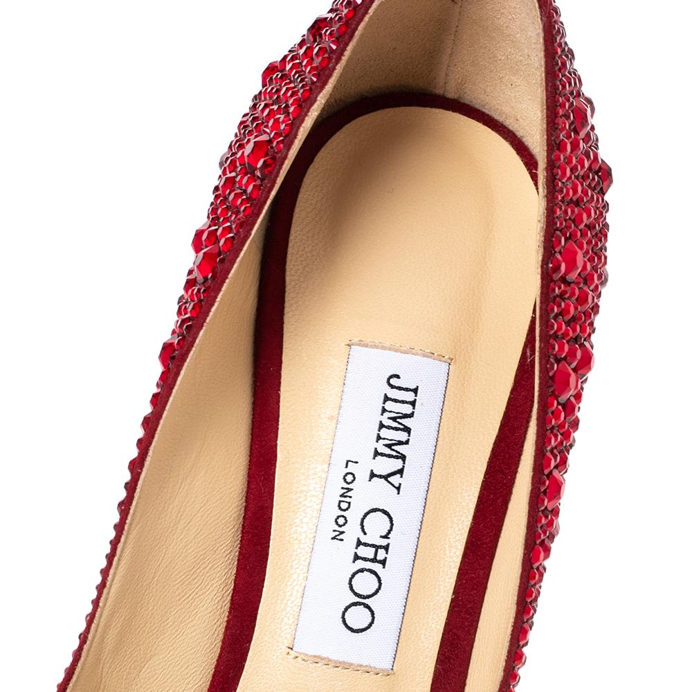 Jimmy Choo Bombas rojas Romy adornadas con cristales Talla 40 Marrón