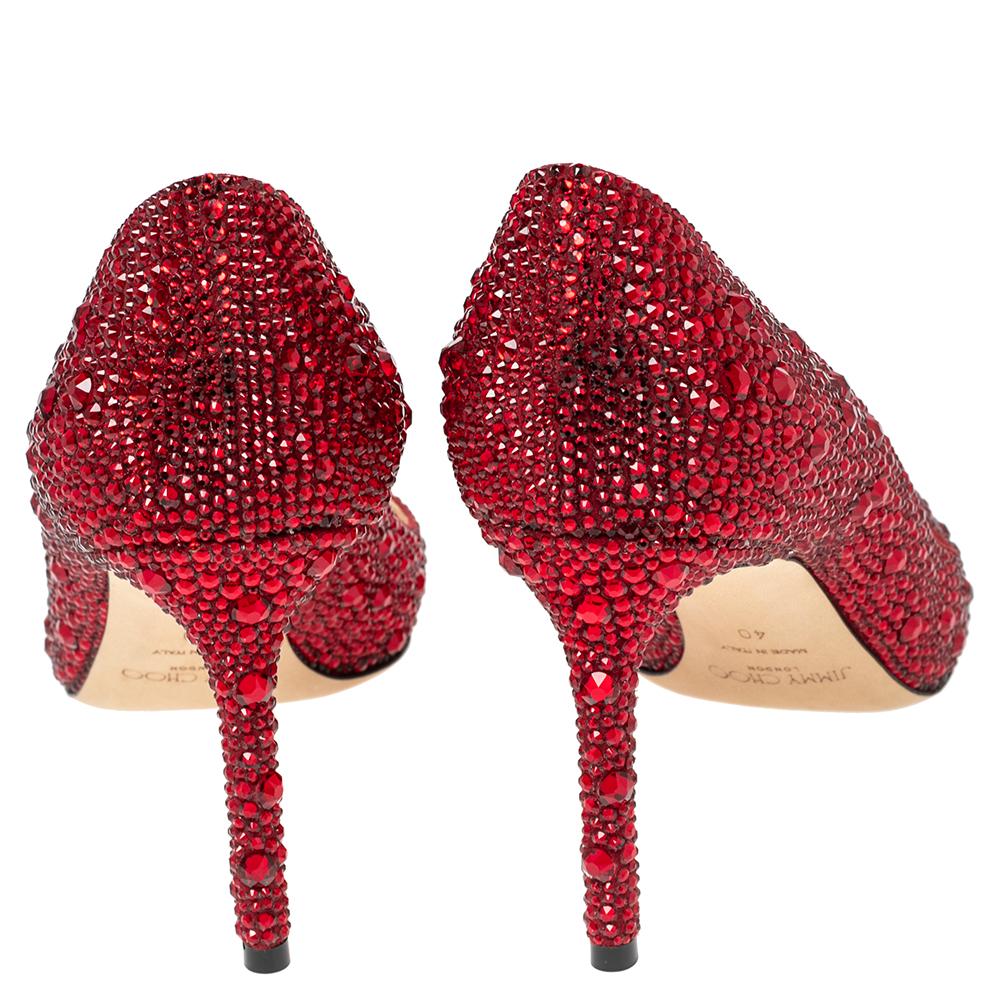 Jimmy Choo Bombas rojas Romy adornadas con cristales Talla 40 2