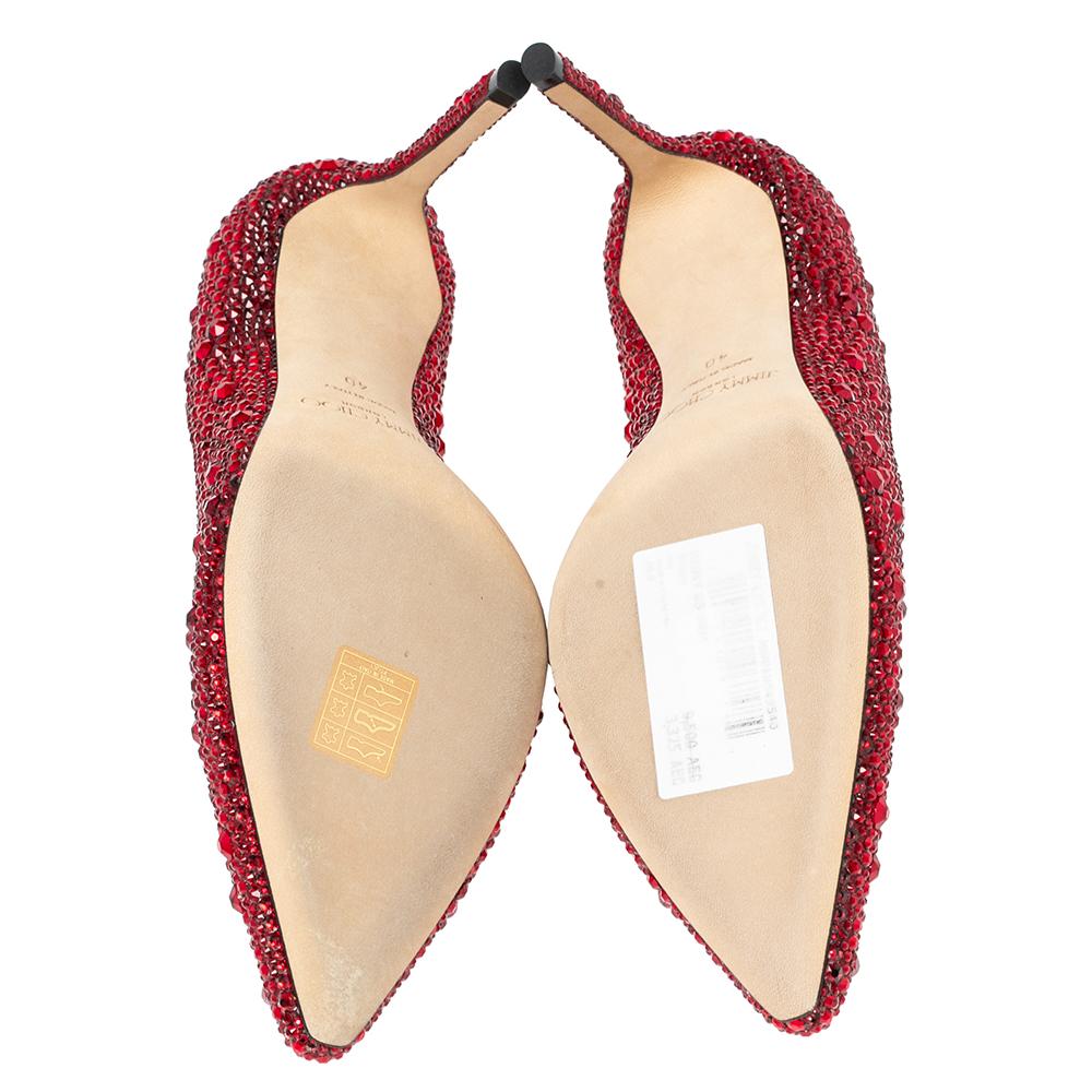 Jimmy Choo Bombas rojas Romy adornadas con cristales Talla 40 3